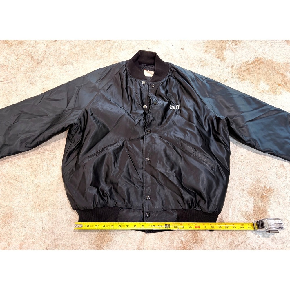 Rare!! Vtg Rosedale Amoco Jacket XL Black Satin Bomber USA Snap Front